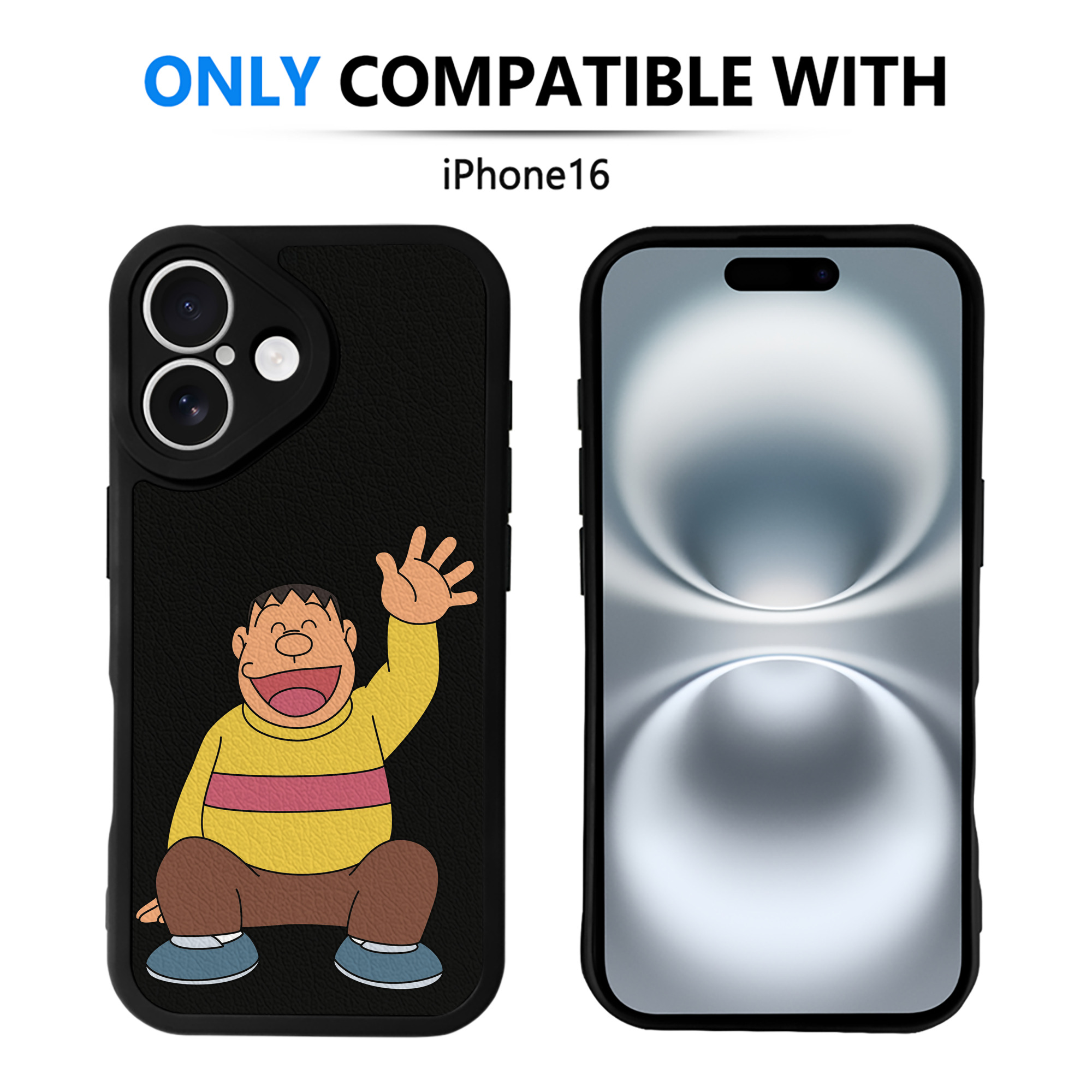 （画像用） ドラえもん 剛田武 Doraemon Gouta Takeshi 【iPhone 16シリーズ対応】シリコンスマホケース（レザー調） 材質：シリコン